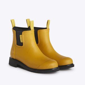 Merry People Mustard Yellow Black Bobbi Chelsea Rain Boot Gumboot